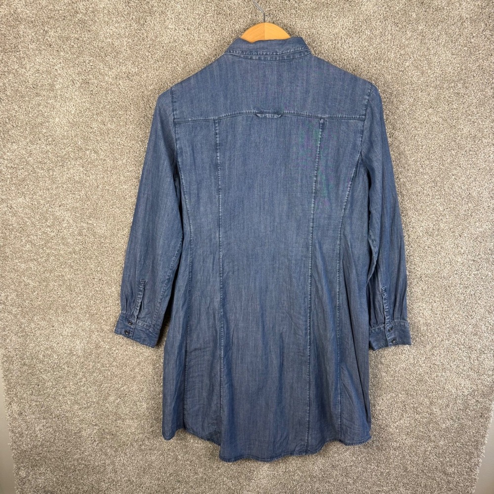 Eileen Fisher Chambray Denim Shirt Dress Tencel Cotton Blue Women's Medium - Picture 3 of 7